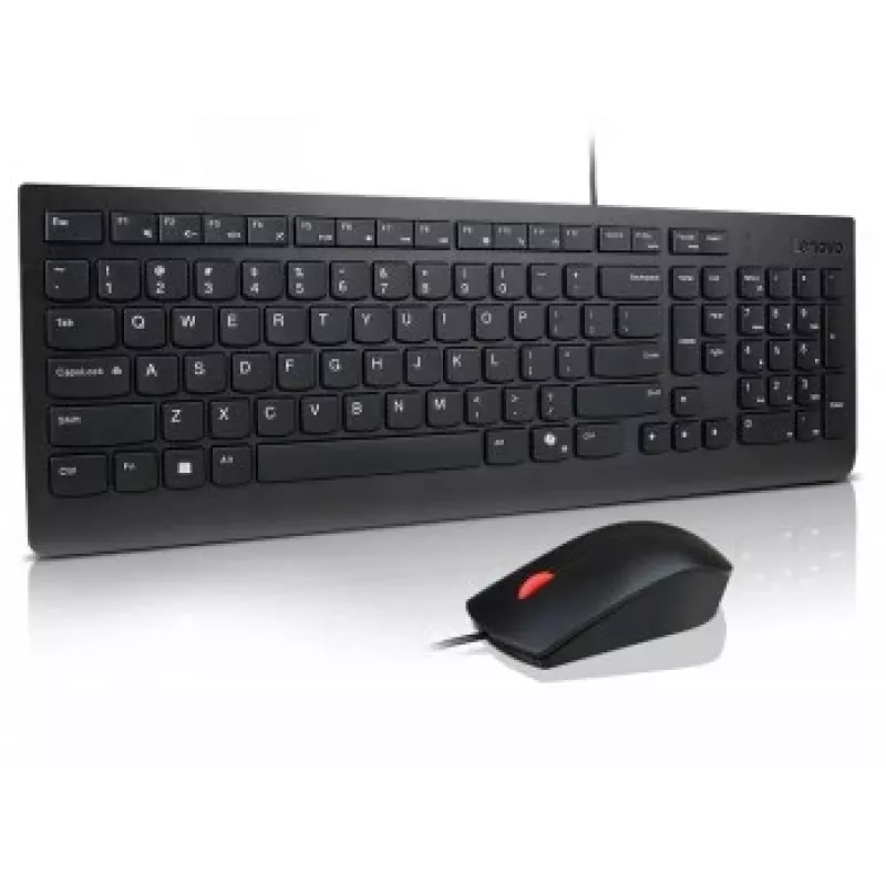 Kabelgebundenes Tastatur-Maus-Set Lenovo Essential 4X31R64445 — USB-verkabelte Full-Size-Tastatur und verkabelte USB-Maus