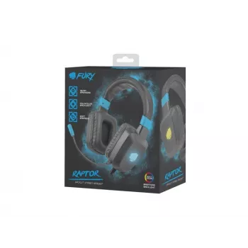 Kabelgebundenes Gaming-Headset Fury NFU-1584 mit Bügelmikrofon, ohrumschließend, 98 dB, 15–25000 Hz, 2 m Kabel, USB und 3,5 mm, blau