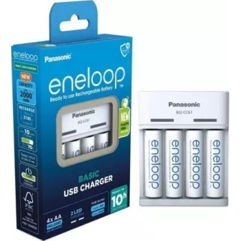 PANASONIC BASIC USB LADEGERÄT + 4x AA ENELOOP 2000 mAh