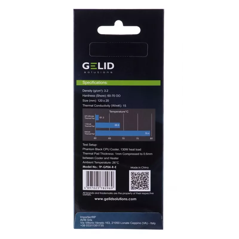 Wärmeleitpad Gelid TP-GP04-R-E 120×20×3,0 mm, Dichte 3,2 g/cm³, 1 Stk.