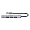 USB-Hub Unitek H1208A — 4 Ports (1 × USB 3.2 Gen 1 Typ-A, 3 × USB 2.0), Aluminiumgehäuse, grau, 0,20 m Kabel