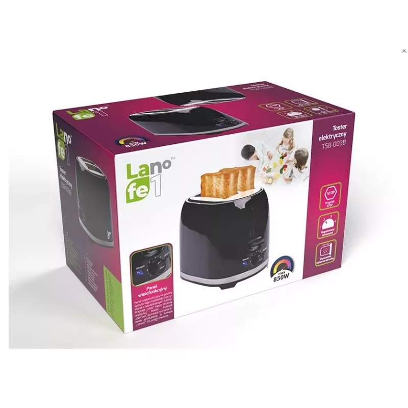 Toaster LAFE TSB003B 2-Scheiben 850 W, einstellbare Bräunung, herausnehmbare Krümelschublade