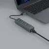 SAVIO USB-A-Hub mit RJ-45 Gigabit Ethernet AK-57 — 3× USB-A + RJ-45, USB 3.2 Gen 1 Micro‑B Host, 5 Gbit/s, 4 Ports, grau