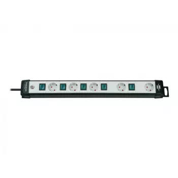 Brennenstuhl Premium-Line Technik 5-fach, 3 m Steckdosenleiste 5-fach schwarz/lichtgrau, 3m H05VV-F 3G1,5, einzeln schaltbar spezielle Steckdosenanord
