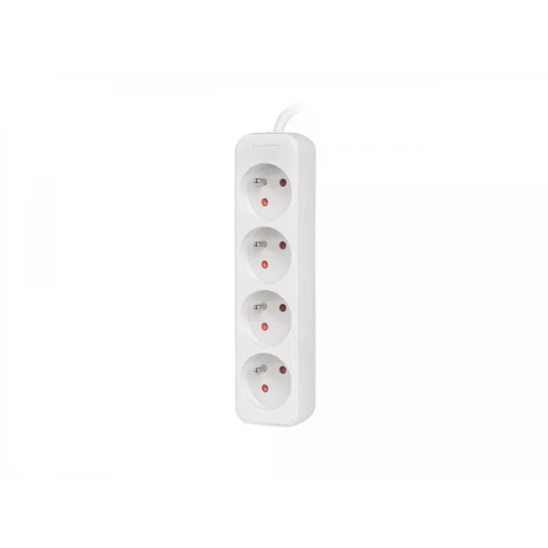 Steckdosenleiste 1,5 m, weiß, 4 Steckdosen, Kabel aus massivem Kupfer