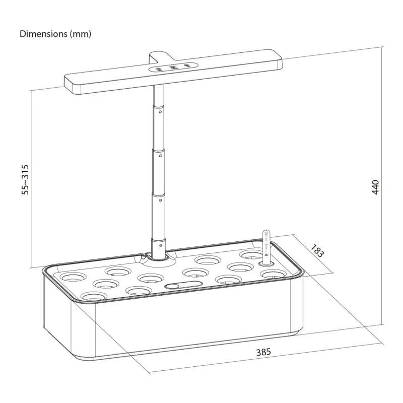 GreenBlue Intelligentes Indoor-Pflanzenanzuchtsystem, SMART-Topf, 4L Fassungsvermögen, für 12 Pflanzen, Vollspektrum-LEDs, GB133