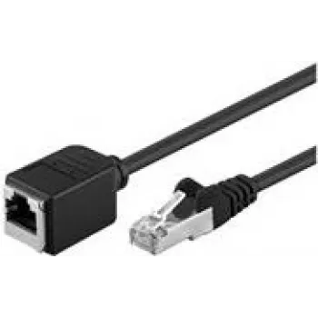 Goobay CAT 5e Verlängerungskabel F/UTP, Schwarz, 2 m - Kupfermaterial, RJ45-Stecker (8P8C) RJ45-Buchse (8P8C) (73388)