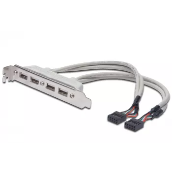 Slotblechkabel USB 2.0 HighSpeed Typ 2xIDC (5pin)/4xUSB A M/F grau 0,25 m
