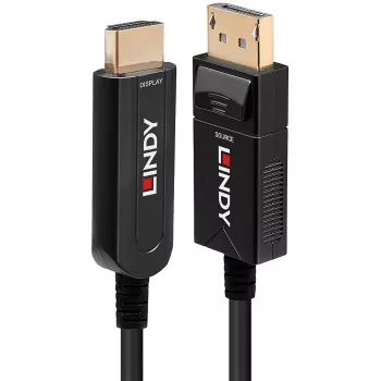 Lindy 10m Fibre Optic Hybrid DisplayPort 1.2 zu HDMI 18G Kabel