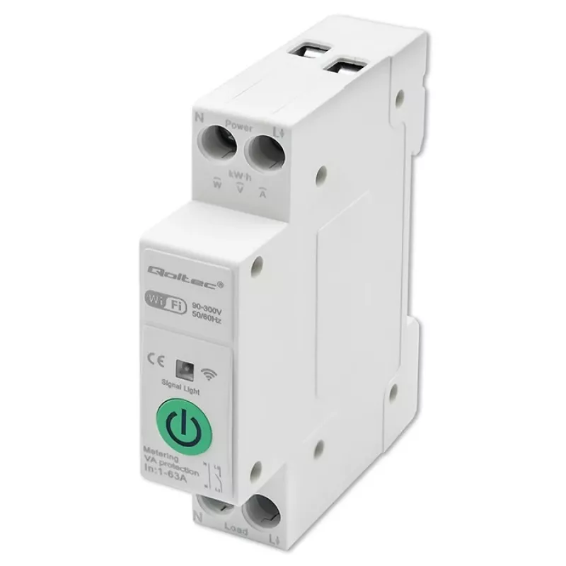 DIN-Schienen-WLAN-Relais QOLTEC 50881 — Netzumschaltrelais 63A für Elektroinstallationen
