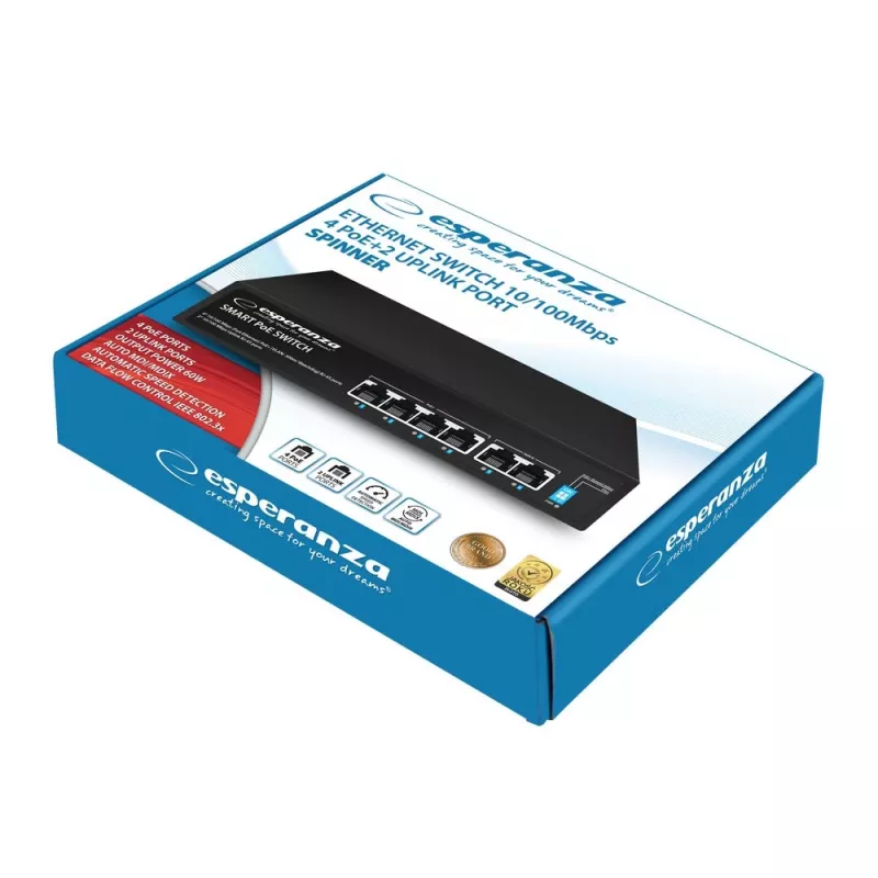 Esperanza ENS105 6-Port-PoE-Switch 10/100 60W