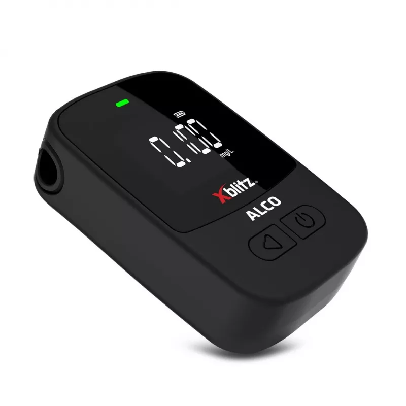 Tragbarer elektrochemischer Alkoholtester Xblitz ALCO – BAK 0–4 %, Genauigkeit 0,05 %, LCD, 5 Mundstücke, 2×1,5-V-Batterien