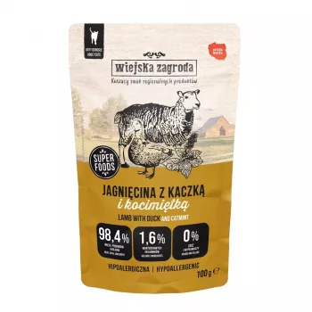 Nassfutter für Katzen wiejskazagroda Lamm & Ente Katzenminze Adult 100 g, getreidefrei, glutenfrei