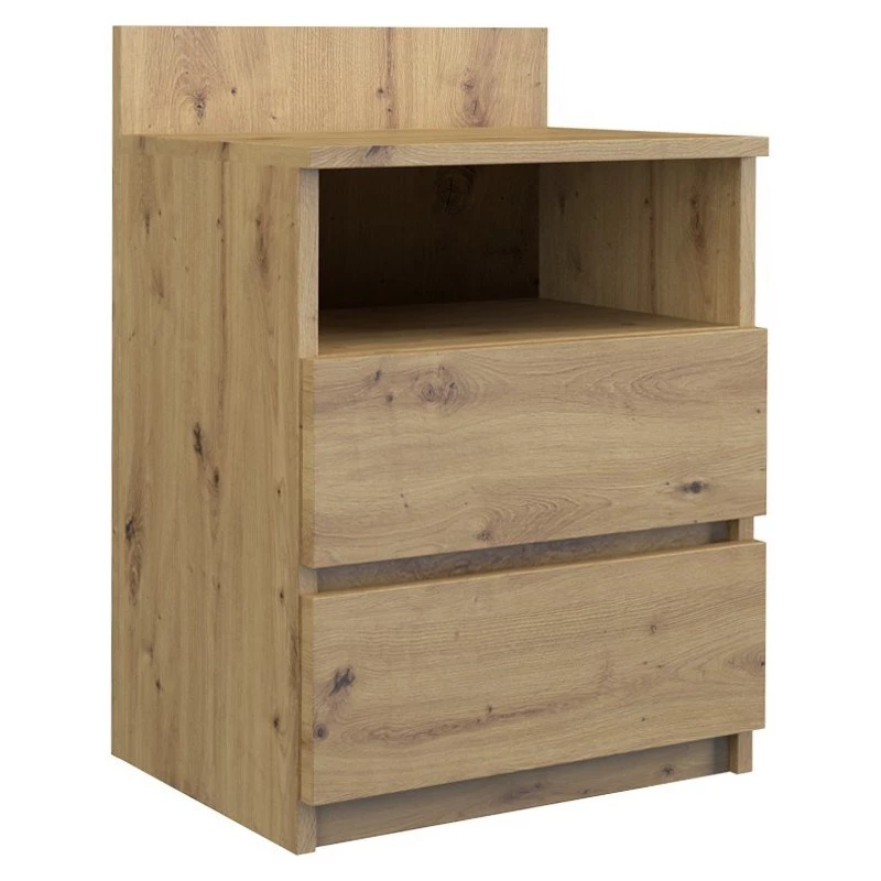 Nachttisch top e shop M1 ARTISAN, Eichenfinish, 2 Schubladen, 400×320×590 mm