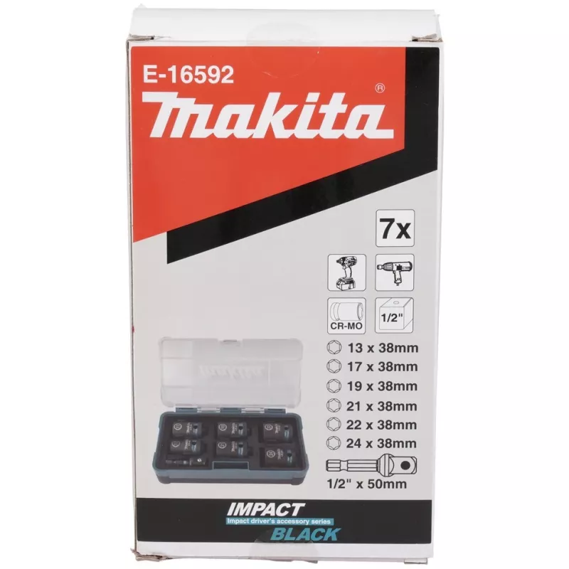 Makita E-16592 Schlagschrauber-Steckschlüssel Steckschlüsselsatz Schwarz, Türkis
