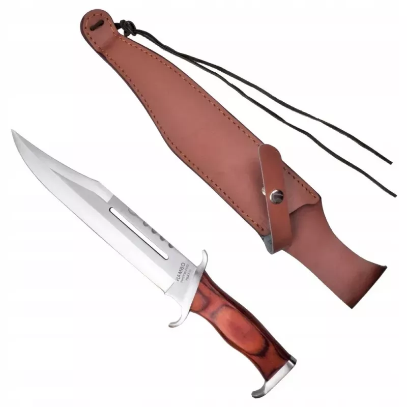 Feststehendes Überlebensmesser Cinema Classic CC-H3 Rambo III 425 mm, Stahlklinge, Codura-Griff, Lederscheide
