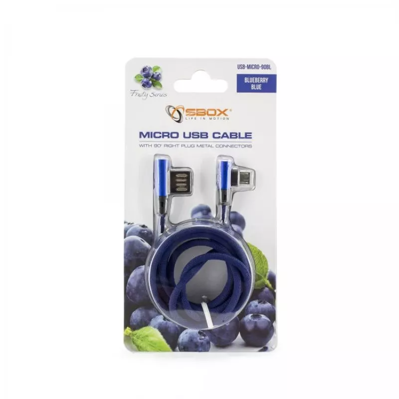 Sbox USB->Micro USB 90 M/M 1.5m USB-MICRO-90BL blueberry Blau