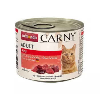 Nassfutter für Katzen Animonda Carny Dose 200 g — Rind, getreidefrei, glutenfrei, für ausgewachsene Katzen, geeignet bei Futtermittelallergien
