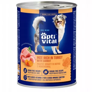 OPTIVITAL Hühnerpastete, reich an Pute und Karotten - Nassfutter für Hunde - 400g