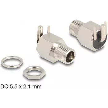 DeLOCK Anschluss DC 5,5 x 2,1 mm Buchse Einbau Lötversion gewinkelt 20 V 10 A