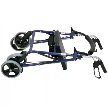 Rollator mit vier Rädern und Sitz, blau/schwarz