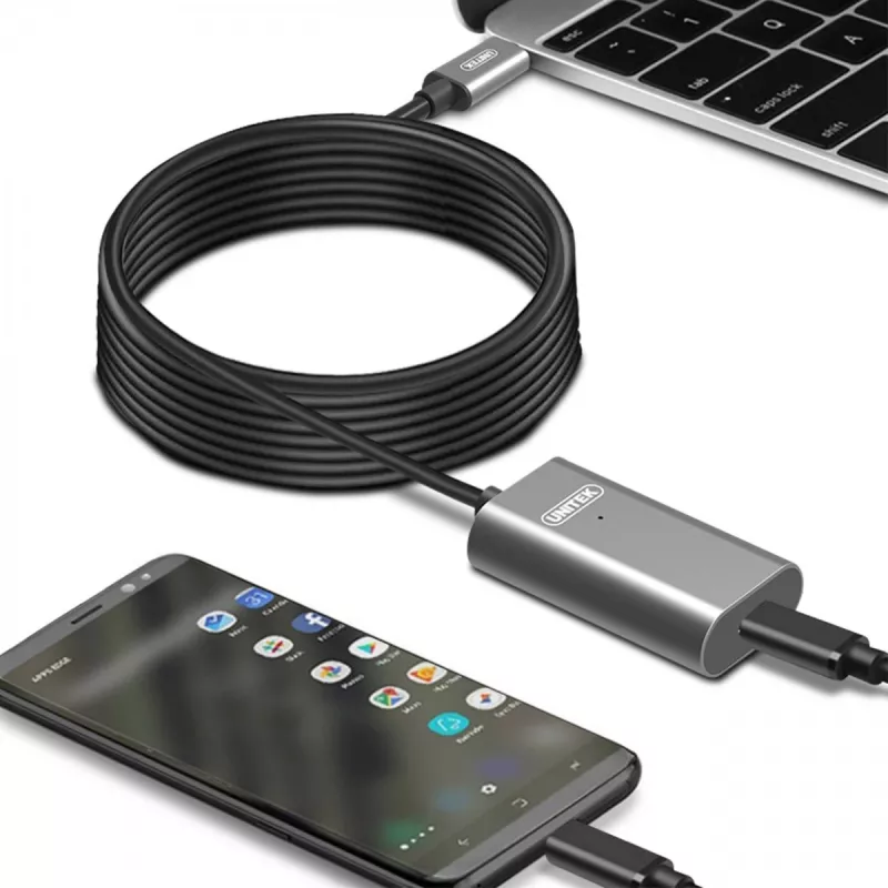 USB-Kabel UNITEK U305A 5m USB 3.2 Gen 1 USB C Grau