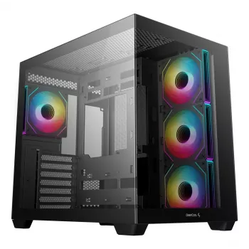 PC-Gehäuse DeepCool CG530 4F Midi Tower Schwarz — gehärtetes Glas, ATX/ITX/Micro ATX, 3x120mm Lüfter, USB-C