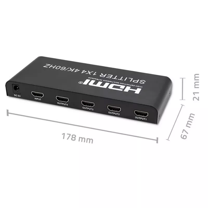 Qoltec 51799 Aktiver HDMI-Splitter 4 x HDMI 4K x 2K | 6 Gb/s | 60 Hz