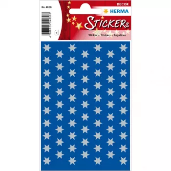 HERMA Sterne 6-zackig Silber Papier-Aufkleber 8 mm Permanentkleber 201 Stk.