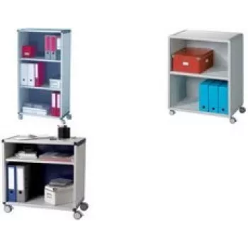 Reinigungswagen Paperflow Rollwagen 381K2.02 mit 3 Fächern, Grau Polystyrol