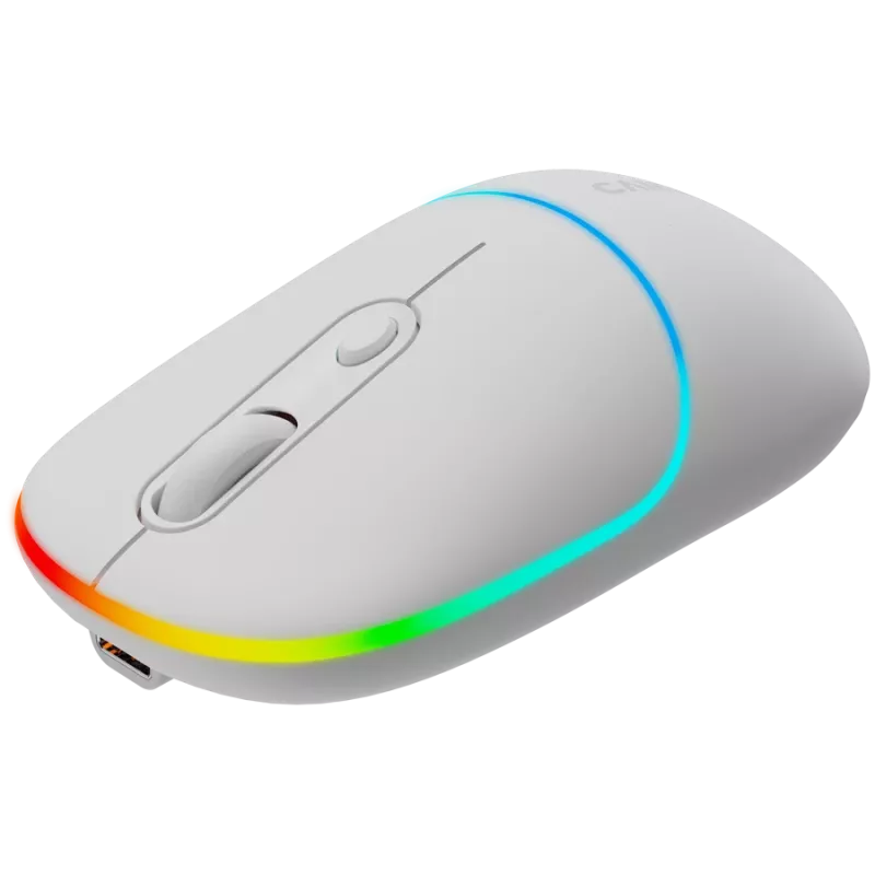 Canyon MW-22 CNS-CMSW22SW Maus – 2-in-1 Bluetooth/2,4 GHz – optisch – 800/1200/1600 DPI – 4 Tasten – RGB-Beleuchtung – wiederaufladbar – Schneeweiß