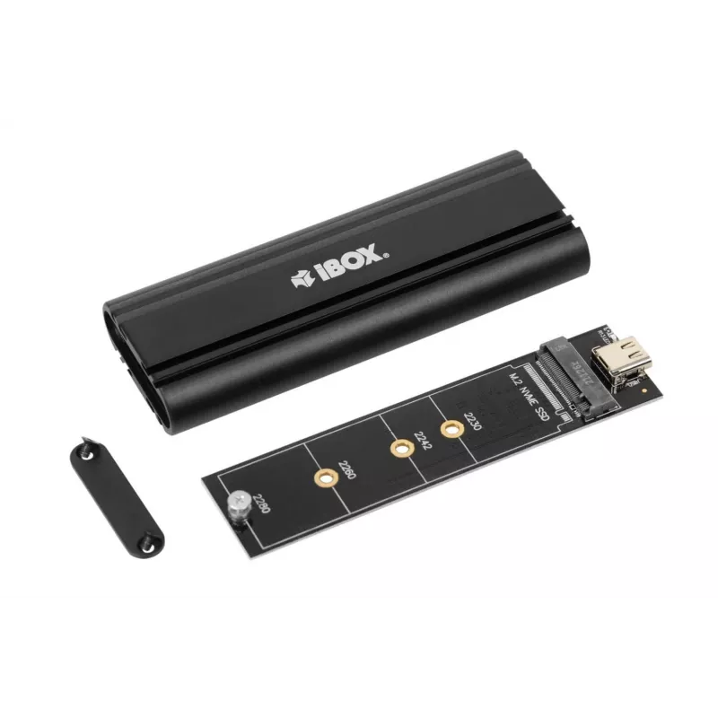 SSD-Gehäuse IBOX HD-07 für 1x M.2-Laufwerk, USB 3.2 Gen 2 (10 Gbit/s), USB-C, schwarz