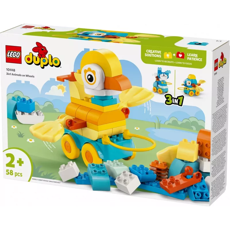 Spielset LEGO DUPLO 3-in-1 Tiere auf Rädern 10448 — DUPLO Bau- und Spieltiere, 58 Teile, ab 2 Jahren