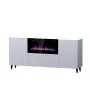 Kommode mit elektrischem Kamin Cama Meble PAFOS, 180 x 42 x 82 cm, Weiß matt, 1400–1600 W, grifflos, 3 Türen, 2 Einlegeböden