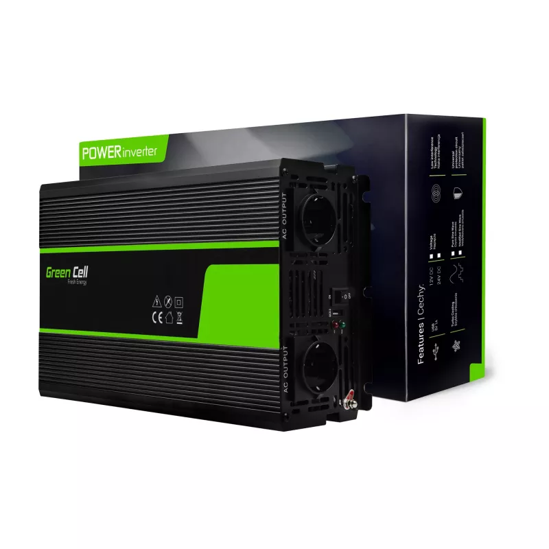 Green Cell INV11 Spannungswandler Auto 2000 W Schwarz
