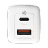 Ladegerät Baseus CCGAN2L-B02 Indoor AC Schnellladegerät 20V 1xUSB 1xType-C Weiß