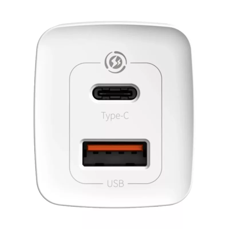 Ladegerät Baseus CCGAN2L-B02 Indoor AC Schnellladegerät 20V 1xUSB 1xType-C Weiß