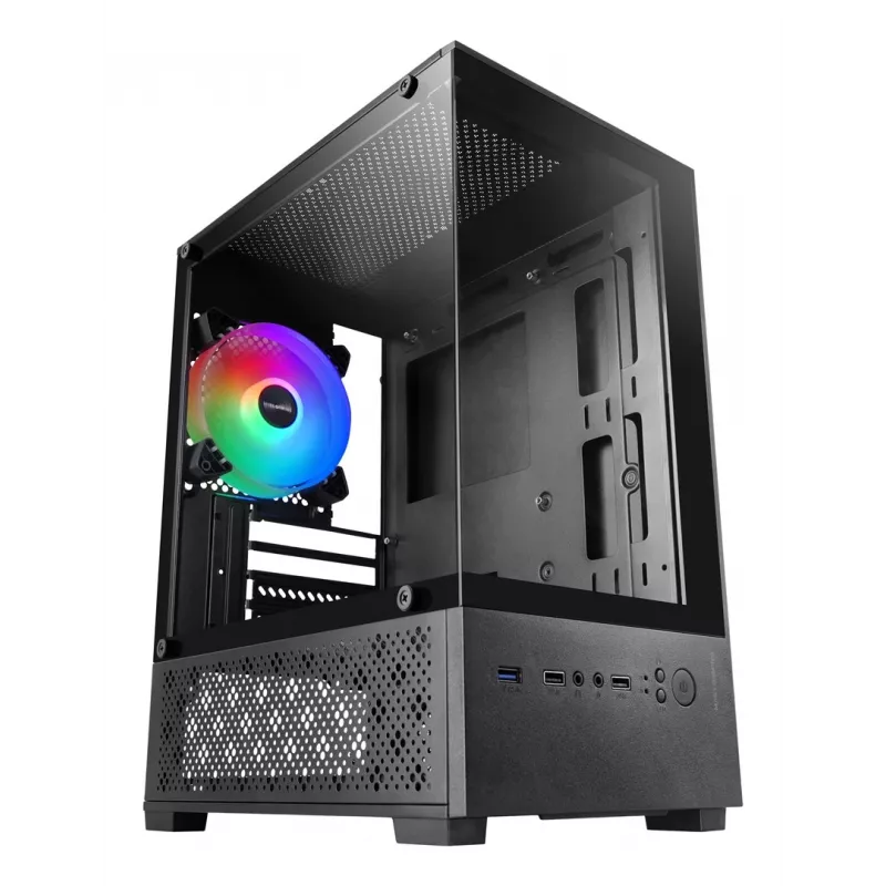 Mini-Tower-PC-Gehäuse TACENS Mars Gaming MC-SE2 — Mini-ITX / Micro-ATX, schwarz, Seitenfenster, Boden-Netzteil, unterstützt 2x2,5 Zoll + 1x3,5 Zoll