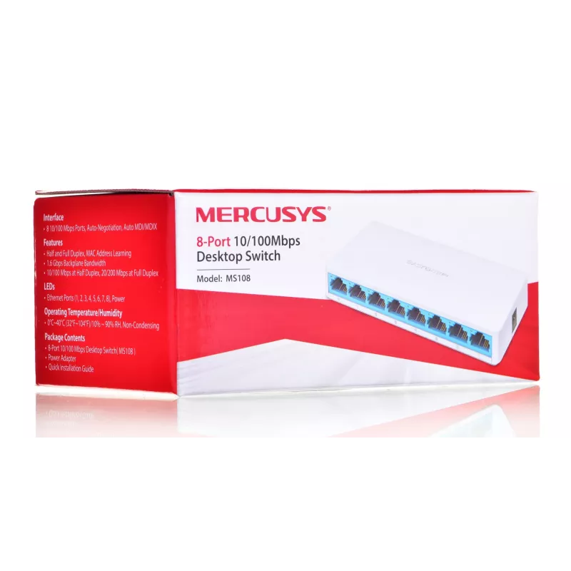 Switch Mercusys MS108 8 Ports RJ-45 10/100Mbps Unmanaged