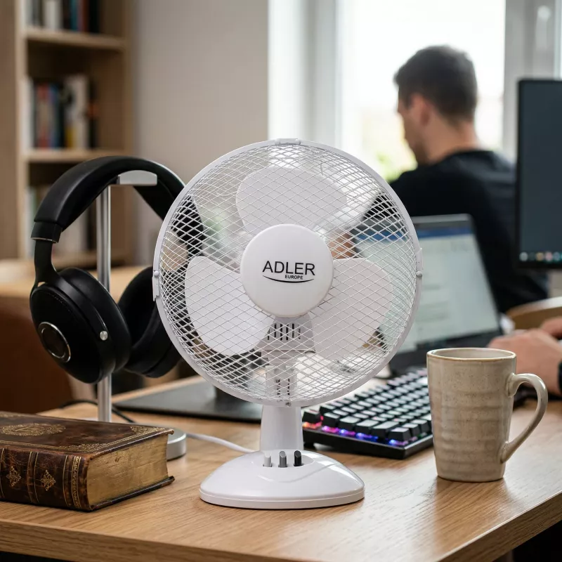Adler | AD 7302 | Tischventilator | Weiß | Durchmesser 23 cm | Anzahl Geschwindigkeiten 2 | Oszillation | 60 W | Nein