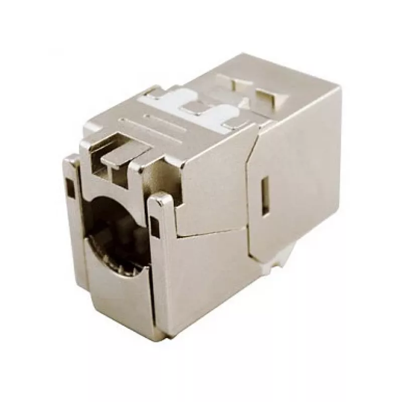 Geschirmter Cat.6A schlank Keystone Jack, EQUIP 767223, werkzeugfrei, RJ-45, flach, Silber, 8 Stück