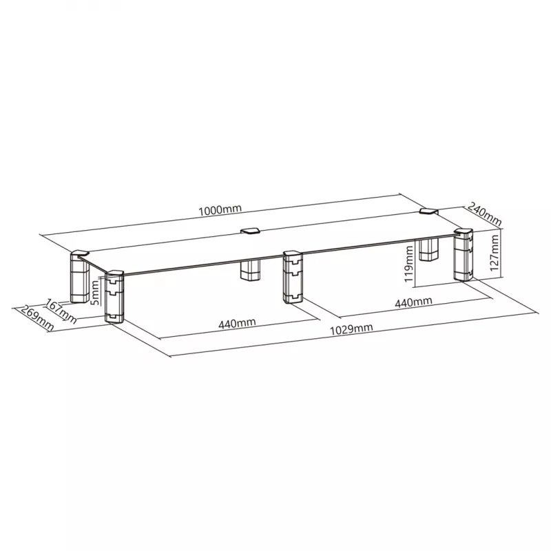 Monitorständer MACLEAN MC-936 Doppelarm, maximale Belastung 20 kg, Basis aus gehärtetem Glas