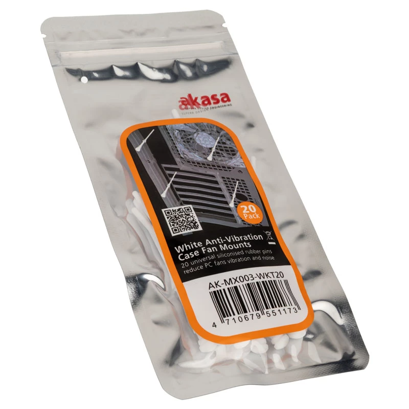 Akasa AK-MX003-WKT20 Anti-Vibrations-PC-Lüfterbefestigungen, Weiß, 20er-Pack