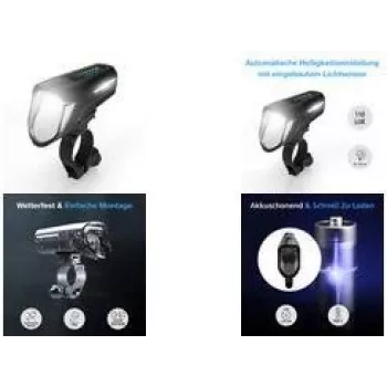 Fahrradscheinwerfer FISCHER 007790 100 Lux LED, batteriebetrieben, schwarz