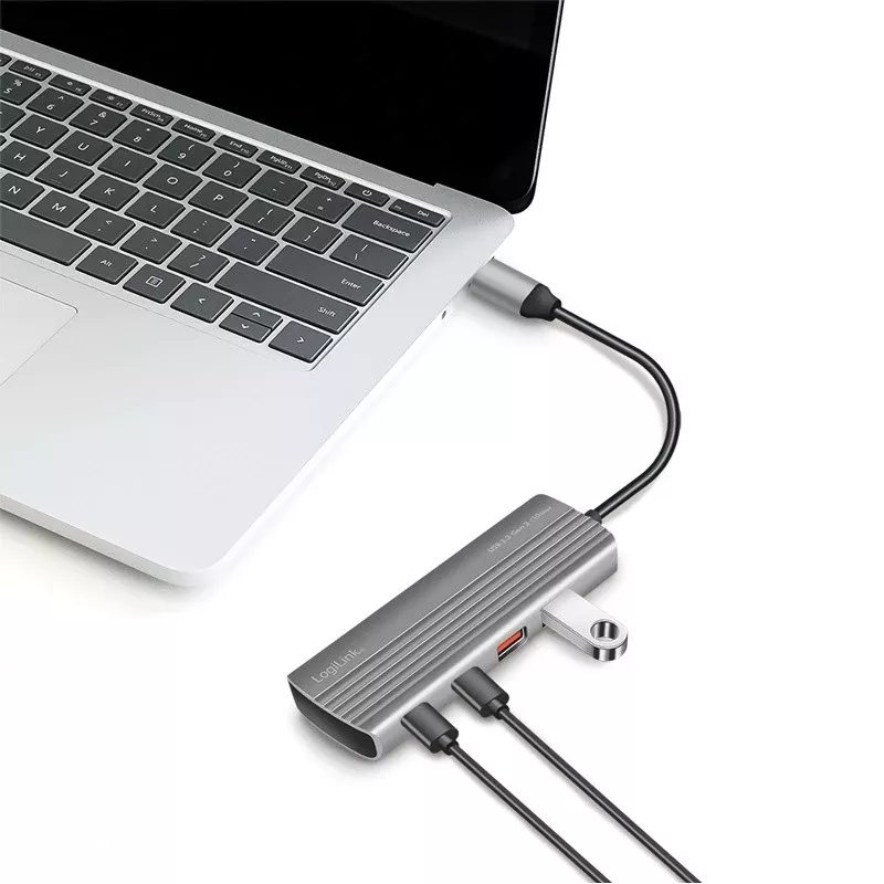 LogiLink USB 3.2 Gen2 Hub 7+1-Port 2x USB-A 5x USB-C PD 100W Aluminium