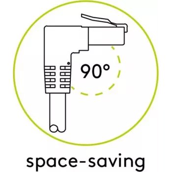 Goobay CAT 6A Patchkabel 1x 90° gewinkelt, S/FTP (PiMF), Weiß, 1 m - Rastnasenlasche oben, LSZH halogenfrei, Kupfer (51564)