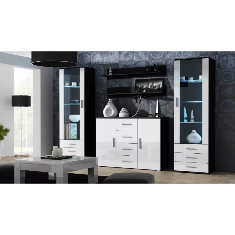 Cama Wohnzimmer-Sideboard UNI schwarz/weiß glänzend