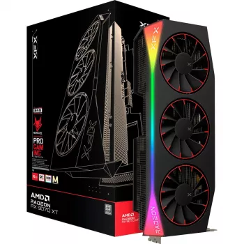 Grafikkarte XFX Radeon RX 9070 XT OC — 12 GB GDDR6, PCIe 5.0, 3× DisplayPort 2.1, HDMI 2.1, 3 Lüfter, 360×155×72 mm