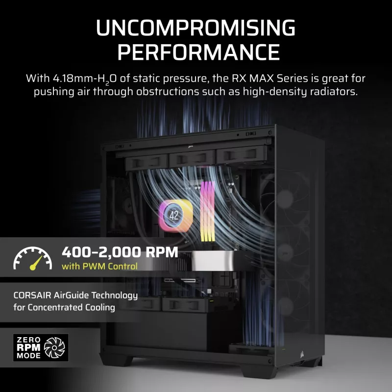 Corsair iCUE LINK RX120 MAX 120mm Gehäuselüfter - Schwarz