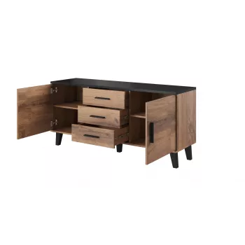 Cama sideboard LOTTA 150 2D3S wotan oak + mat Schwarz